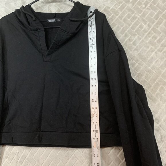 Shein Curve Womens 3XL Cropped Hoodie Sweatshirt Black Cotton Blend Stretch - Picture 8 of 11